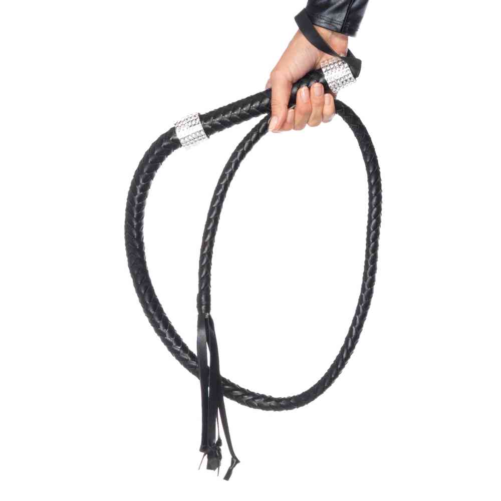 Leg Avenue - Rhinestone Handle Peitsche - Schwarz